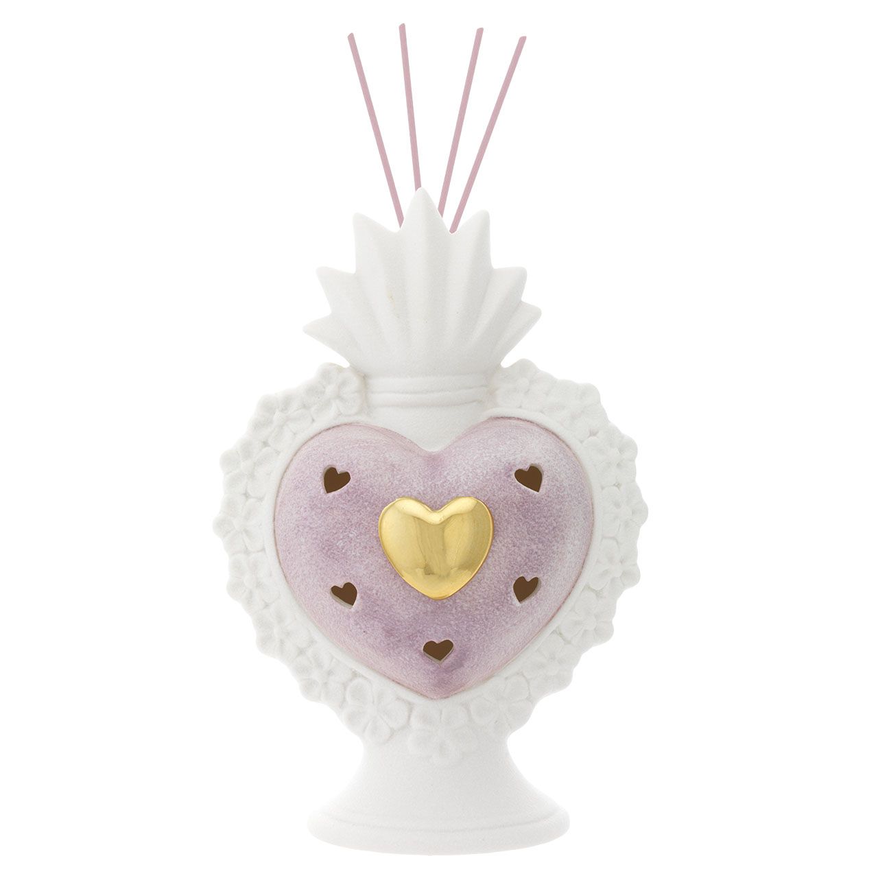SACRO CUORE DIFFUSORE CON LED BIANCO & ROSA H. 23